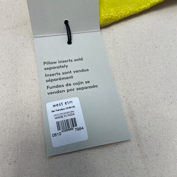 NEW West Elm Pillow Cover Handcrafted Accent Pillow 20”x20” - Picture 4 of 7